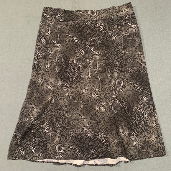 Cj Banks Womens 20W Suede A-Line Midi Skirt Stretch Black Gray Floral Print - Picture 1 of 8